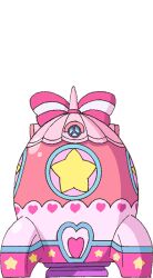  a.i._(precure) bow heart no_humans official_art pink_bow precure rocket_ship solo spacecraft star_(symbol) star_twinkle_precure striped_bow transparent_background two-tone_bow 