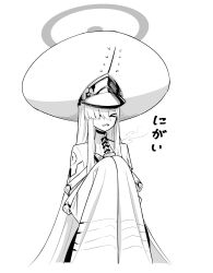  >_< 1girl blue_archive closed_eyes commentary_request cup hair_over_one_eye halo highres holding holding_cup large_hat long_hair long_sleeves malkuth_(blue_archive) open_mouth rakura_(rakurax) simple_background sleeves_past_fingers sleeves_past_wrists solo steam very_long_hair white_background wide_sleeves 