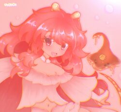  :d black_eyes blush bonnibelle_amai detached_collar highres indie_virtual_youtuber manta_ray manta_ray_girl manta_ray_tail midriff navel orange_hair phobos_shamudra smile syrups(bonnibelle_amai) virtual_youtuber 
