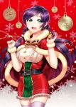  blush christmas dress green_eyes long_hair love_live!_school_idol_project low_twintails ribbon smile toujou_nozomi twintails violet_hair 