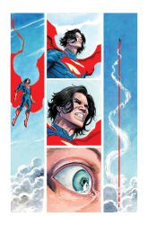  1boy absolute_dc absolute_superman cape dc_comics highres juaneferreyra male_focus multicolored_suit red_cape solo superhero_costume superman_(absolute_dc) superman_logo taut_bodysuit two-tone_suit 