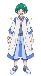  1boy closed_mouth facial_hair full_body green_eyes green_hair heart mustache official_art pointy_ears precure smile solo split_mouth standing star_twinkle_precure toto_(precure) transparent_background 