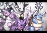  1girl blastoise highres imizu_(nitro_unknown)_(character) magneton matori_yoshika mewtwo nidoking pokemon real_life_insert steelix 