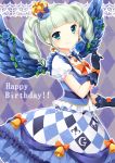  aikatsu! birthday blush dress gloves green_eyes green_hair long_hair smile toudou_yurika twintails wings 