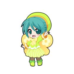  1girl aqua_eyes aqua_hair arm_up beret black_outline blush boots bow bowtie brown_pantyhose buttons chibi chibi_only double-breasted full_body game_asset green_boots green_hat green_jacket green_skirt hat hatsune_miku hatsune_miku_graphy_collection jacket looking_at_viewer open_mouth outline pantyhose raised_inner_eyebrows short_hair skirt solo standing striped_clothes striped_skirt transparent_background vertical-striped_clothes vertical-striped_skirt vocaloid wings yellow_bow yellow_bowtie yellow_wings 