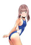  1girl ass black_eyes brown_hair competition_swimsuit long_hair one-piece_swimsuit original swimsuit tani_(y/s/k) twintails 