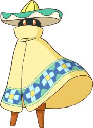  1boy alien black_skin colored_skin full_body hat no_humans official_art orange_eyes poncho precure saboro_(precure) solo sombrero standing star_twinkle_precure transparent_background 