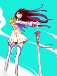  1girl black_hair boots junketsu kill_la_kill kiryuuin_satsuki long_hair saiki_kumiko skirt solo sword weapon 