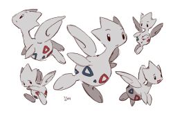 black_eyes closed_mouth multiple_views no_humans open_mouth pokemon pokemon_(creature) pokemon_focus potatomaniaaa simple_background smile togetic white_background wings 