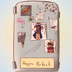  chain commentary drawing_(object) english_text inafallsaway lock magnet monkey_d._luffy nico_robin no_humans one_piece padlock refrigerator 