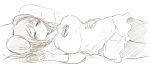  1girl blush breasts double_bun large_breasts long_hair mei_(pokemon) monochrome niku_(dance-siva) no_hat pantyhose pokemon pokemon_(game) pokemon_bw2 shorts sleeping solo twintails 
