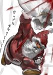  1boy attack beard blood facial_hair gift_bag hat jintetsu original red_eyes santa_claus santa_costume solo 