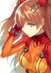  1girl blue_eyes breasts brown_hair bust cccpo evangelion:_2.0_you_can_(not)_advance long_hair neon_genesis_evangelion plugsuit rebuild_of_evangelion shikinami_asuka_langley shiny shiny_clothes simple_background solo souryuu_asuka_langley white_background 