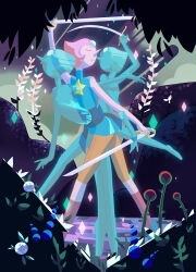  absurdres ballerina ballet en_pointe forehead_jewel gem gem_(steven_universe) highres holding holding_sword holding_weapon magic:_the_gathering megosinaga pearl_(gemstone) pearl_(steven_universe) pointy_nose steven_universe sword weapon 