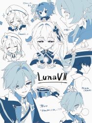  2boys 4girls ahoge armlet bags_under_eyes bare_shoulders beret blunt_ends blush bone_hair_ornament capelet chewing_gum clenched_hands closed_eyes coat collei_(genshin_impact) cross-shaped_pupils crossbow crying crying_with_eyes_open detached_sleeves earrings eyelashes facing_to_the_side flower frilled_sleeves frills fringe_trim genshin_impact glowing hair_flower hair_intakes hair_ornament hairclip half-closed_eyes hammer hands_on_own_face hands_up hat hatsuka_020 heart heart_hair_ornament highres holding holding_hammer holding_knife incoming_attack japanese_clothes jewelry jingasa kimono knife lapels leaf leaf_hair_ornament lohen_(genshin_impact) looking_at_viewer looking_down looking_to_the_side mole mole_under_eye monochrome multiple_boys multiple_girls multiple_views nahida_(genshin_impact) nicole_reeyn one_side_up open_clothes open_coat open_hands open_mouth parted_lips pointy_ears prune_(genshin_impact) romaji_text scaramouche_(genshin_impact) screw_hair_ornament side_cape smile swept_bangs symbol-shaped_pupils tears translation_request tsurime wanderer_(genshin_impact) weapon 