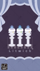  alternate_color blue_fire candle candlestand character_name commentary_request fire green_eyes highres litwick looking_at_viewer meme_(sleepsheep) no_humans pokemon pokemon_(creature) pokemon_focus purple_fire shiny_and_normal shiny_pokemon smile yellow_eyes 