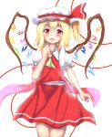  1girl ascot blonde_hair bow fang flandre_scarlet hat hat_bow highres open_mouth red_eyes solo touhou wings ymd_(holudoun) 