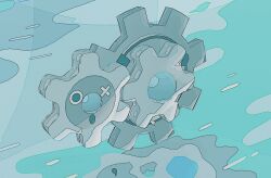  3d animated animated_gif black_eyes blender_(medium) commentary derivative_work english_commentary gears kcamberart klang looping_animation low_poly no_humans official_art_redraw open_mouth pokemon pokemon_(creature) pokemon_tcg 
