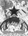  black_rock_shooter_(character) chain chains english eyepatch fullmetal_alchemist hasanishi monochrome solo star traditional_media twintails 