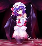 bare_shoulders character_name choker demon_wings engrish gisyo head_tilt pointy_ears ranguage remilia_scarlet see-through smile solo thigh-highs thighhighs touhou wings 