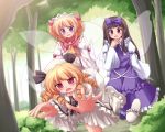  blonde_hair bow brown_hair drill_hair hair_bow hat highres luna_child lzh multiple_girls purple_eyes red_eyes star_sapphire sunny_milk touhou twintails violet_eyes wings 