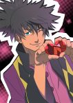  black_hair blue_eyes heart heart_hands male noshi_(life_goes_on) ponytail raven solo tales_of_(series) tales_of_vesperia wink 
