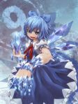  arkas blue_eyes blue_hair bow cirno ice short_hair solo touhou wings ⑨ 