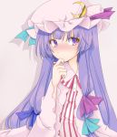  blush crescent hat long_hair nishino_miyuki patchouli_knowledge purple_eyes purple_hair solo touhou violet_eyes 