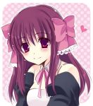  bad_id bow dream_c_club hair_bow heart purple_eyes purple_hair smile solo takachina violet_eyes 