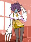  lei_lei pantyhose purple_hair red_eyes vampire_(game) waitress 