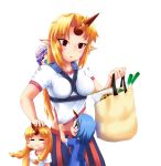  blonde_hair blue_eyes blue_hair cirno eating hat horn horns hoshiguma_yuugi ibuki_suika if_they_mated kosmosshuffle long_hair patchouli_knowledge pointy_ears red_eyes reisen_udongein_inaba short_hair spring_onion star touhou 