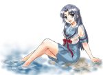  barefoot blue_eyes blue_hair feet fujita_(speedlimit) huzita long_hair school_uniform submerged suzumiya_haruhi_no_yuuutsu water 