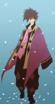  black_hair blue_background blue_eyes enomoto_(luck-by-luck) male petals ponytail raven smile solo tales_of_(series) tales_of_vesperia 