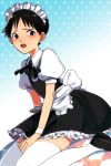  androgynous apron bad_id blush crossdressing crossdressinging hairband hosaka_dx ikari_shinji kichi_(pixiv391934) maid male neon_genesis_evangelion ribbon short_hair solo thigh-highs thighhighs trap zettai_ryouiki 