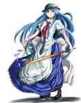 blue_hair boots hat highres hinanawi_tenshi long_hair long_skirt red_eyes skirt sword sword_of_hisou touhou vol.7 weapon