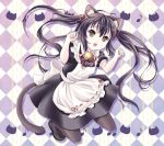  animal_ears bad_id bell black_hair brown_eyes cat_bell cat_ears cat_pose cat_tail enmaided jingle_bell k-on! long_hair maid nakano_azusa pantyhose paw_pose solo tail twintails unya_(unya-unya) 