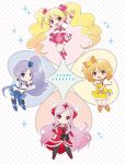  blonde_hair cure_berry cure_passion cure_peach cure_pine fresh_precure! fresh_pretty_cure! futari_wa_pretty_cure heart higashi_setsuna kurimomo magical_girl momozono_love pantyhose pink_hair precure purple_hair red_eyes smile twintails yamabuki_inori yellow_eyes 