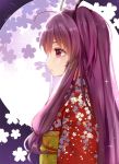  1girl ahoge character_request copyright_request from_side gendo0033 japanese_clothes kimono long_hair purple_hair solo violet_eyes 