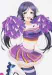  big_breasts blush cheerleader green_eyes headphones long_hair love_live!_school_idol_project low_twintails official_art skirt toujou_nozomi twintails violet_hair 