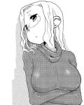  1girl breasts glasses kazoku_game large_breasts long_hair monochrome solo suzushiro_seri sweater yusa_yukie 