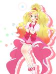  blonde_hair boots cure_flora curly_hair dress flower go!_princess_precure haruno_haruka long_hair magical_girl odango pink_hair yellow_eyes 