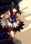  &gt;:3 1girl :3 absurdres bille=will black_hair bracelet dress fang_out glowing glowing_eye highres jewelry kijin_seija multicolored_hair red_eyes short_hair streaked_hair tongue tongue_out touhou 