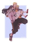  2boys 2girls blonde_hair blue_eyes carrying closed_eyes facial_mark family father_and_daughter father_and_son highres husband_and_wife hyuuga_hinata jam_(xxx22227) lavender_eyes long_hair mother_and_daughter mother_and_son multiple_boys multiple_girls naruto princess_carry short_hair smile uzumaki_boruto uzumaki_himawari uzumaki_naruto 