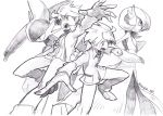  2boys gallade gardevoir jewelry mega_gallade mitsuru_(pokemon) multiple_boys necklace pokemon pokemon_(creature) pokemon_(game) pokemon_oras sketch skyloop19 