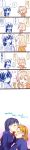  2girls ? blazer blue_hair bow closed_eyes comic forehead_kiss highres kiss kousaka_honoka long_image love_live!_school_idol_project monochrome multiple_girls nagiriku912 open_mouth orange_hair school_uniform sonoda_umi tagme tall_image translated yuri 