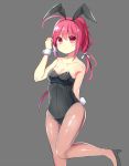  1girl animal_ears bunny_tail bunnysuit i-168_(kantai_collection) kantai_collection long_hair pantyhose ponytail rabbit_ears red_eyes redhead tail uiroutsuji_yumihiko wrist_cuffs 