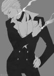  1boy cigarette formal jojo_no_kimyou_na_bouken karukachika monochrome prosciutto smoke solo suit 