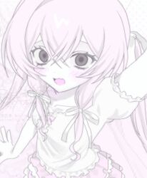  1other a-chan_(meidodown) blush bow dot_nose dress dress_bow frilled_dress frilled_skirt frilled_sleeves frills grey_eyes long_hair meidodown original pink_bow pink_hair pink_skirt pink_theme puffy_short_sleeves puffy_sleeves ribbon short_sleeves skirt white_dress white_ribbon zoom_layer 