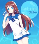  1girl blue_eyes brown_hair long_hair mizutori_mishi mukaido_manaka nagi_no_asukara sailor_dress school_uniform sea_slug serafuku 