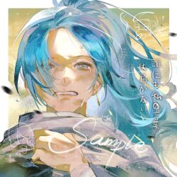  !? 1girl blue_eyes blue_hair clenched_teeth crocodile_(one_piece) earrings highres jewelry looking_at_viewer lucis0407 nefertari_vivi one_piece ponytail sample_watermark sand sanji_(one_piece) single_earring tears teeth watermark 